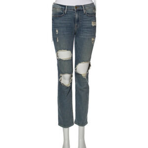 FRAME Le High Straight Leg Jeans 26 Le Debs‎ Destressed Holes Destroyed Ripped